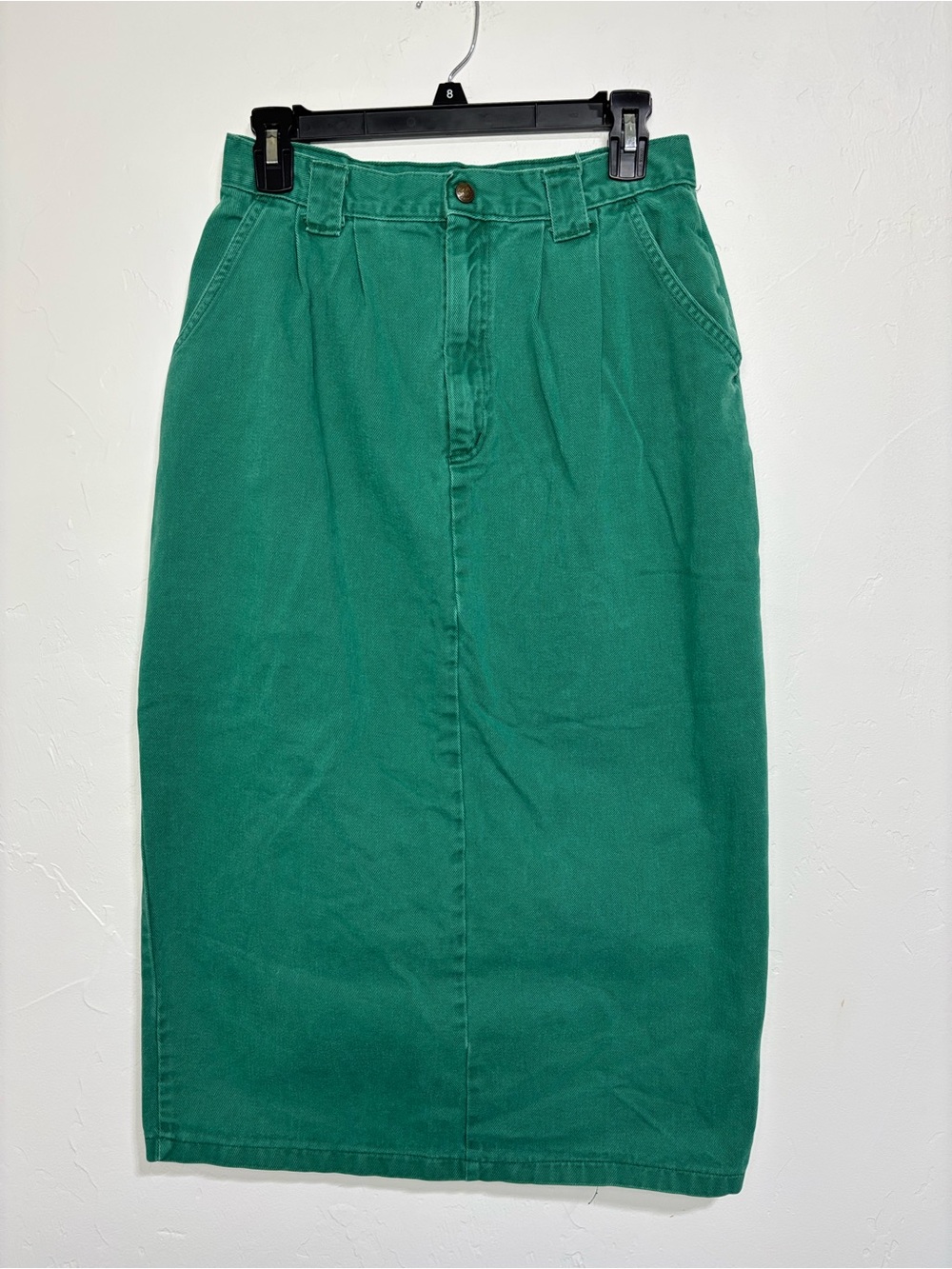 Vivaldi Jeanswear Women's Green Cotton Denim Pencil Midi Skirt Pockets Slit 12